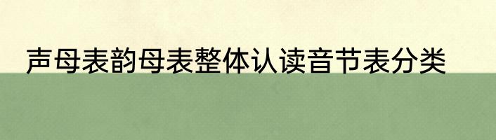 声母表韵母表整体认读音节表分类