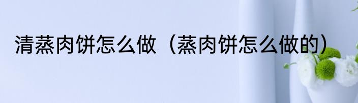 清蒸肉饼怎么做（蒸肉饼怎么做的）