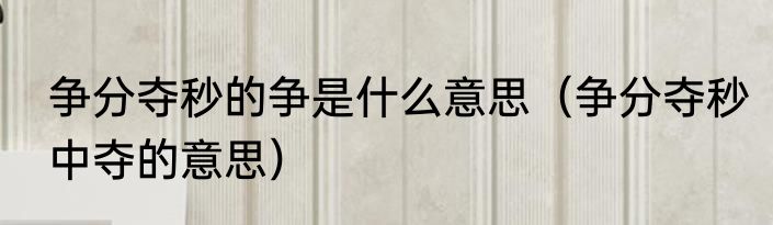 争分夺秒的争是什么意思（争分夺秒中夺的意思）