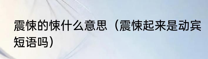 震悚的悚什么意思（震悚起来是动宾短语吗）