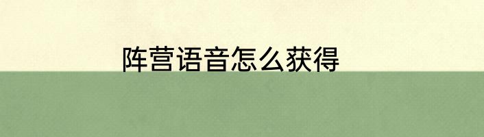 阵营语音怎么获得