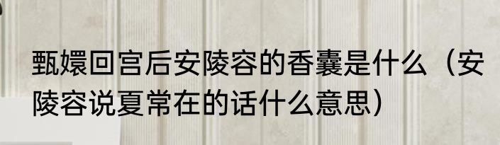甄嬛回宫后安陵容的香囊是什么（安陵容说夏常在的话什么意思）