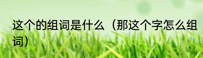 这个的组词是什么（那这个字怎么组词）