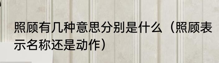 照顾有几种意思分别是什么（照顾表示名称还是动作）
