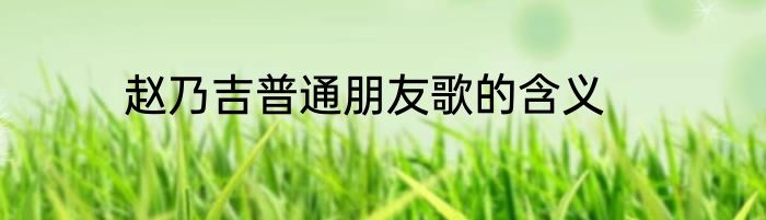 赵乃吉普通朋友歌的含义