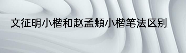 文征明小楷和赵孟頫小楷笔法区别