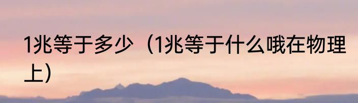 1兆等于多少（1兆等于什么哦在物理上）