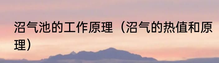 沼气池的工作原理（沼气的热值和原理）