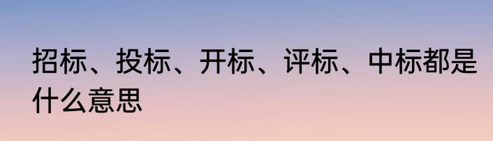 招标、投标、开标、评标、中标都是什么意思