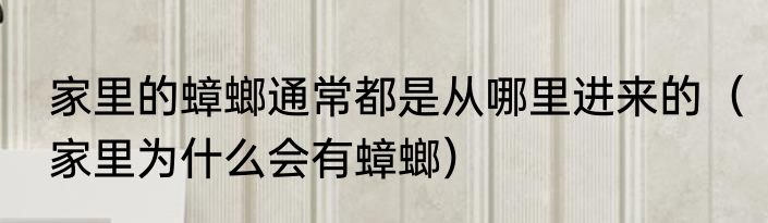 家里的蟑螂通常都是从哪里进来的（家里为什么会有蟑螂）