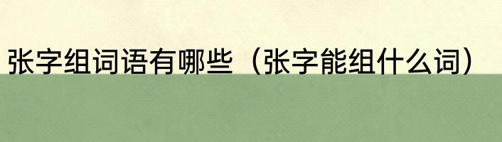 张字组词语有哪些（张字能组什么词）