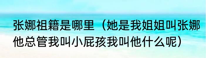 张娜祖籍是哪里（她是我姐姐叫张娜他总管我叫小屁孩我叫他什么呢）