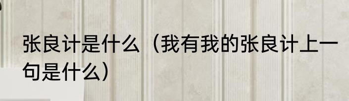 张良计是什么（我有我的张良计上一句是什么）