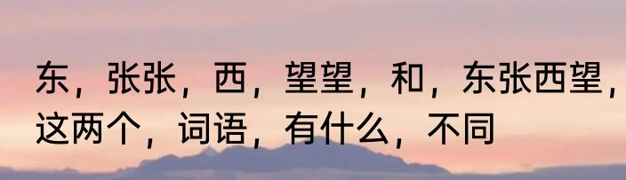 东，张张，西，望望，和，东张西望，这两个，词语，有什么，不同