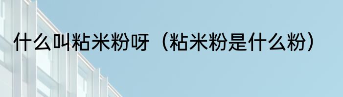 什么叫粘米粉呀（粘米粉是什么粉）