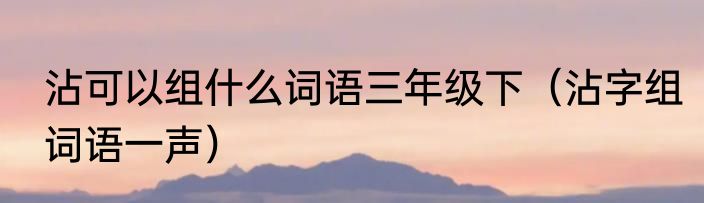 沾可以组什么词语三年级下（沾字组词语一声）