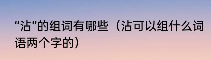 “沾”的组词有哪些（沾可以组什么词语两个字的）