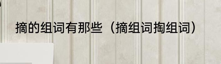 摘的组词有那些（摘组词掏组词）