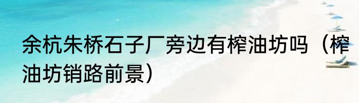 余杭朱桥石子厂旁边有榨油坊吗（榨油坊销路前景）