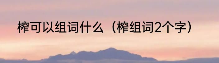 榨可以组词什么（榨组词2个字）