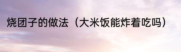 烧团子的做法（大米饭能炸着吃吗）