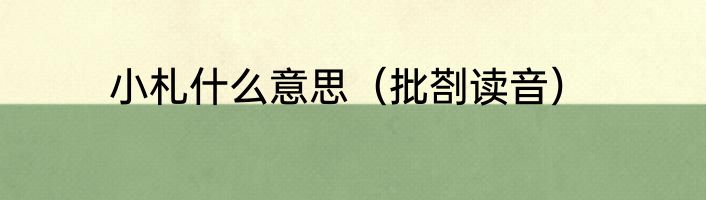 小札什么意思（批剳读音）