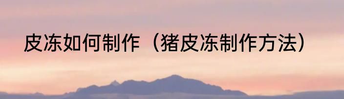 皮冻如何制作（猪皮冻制作方法）