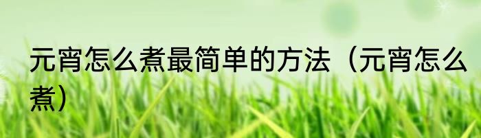 元宵怎么煮最简单的方法（元宵怎么煮）