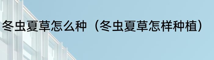 冬虫夏草怎么种（冬虫夏草怎样种植）