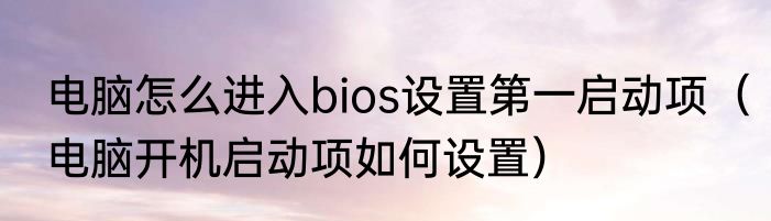 电脑怎么进入bios设置第一启动项（电脑开机启动项如何设置）