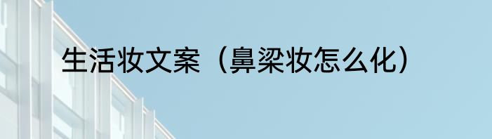 生活妆文案（鼻梁妆怎么化）