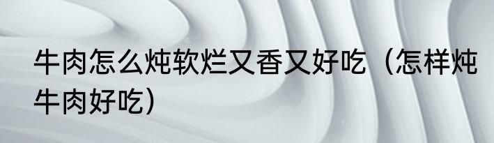 牛肉怎么炖软烂又香又好吃（怎样炖牛肉好吃）