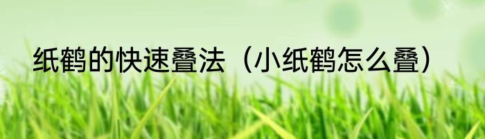 纸鹤的快速叠法（小纸鹤怎么叠）