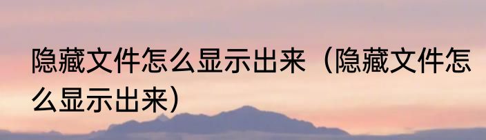 隐藏文件怎么显示出来（隐藏文件怎么显示出来）