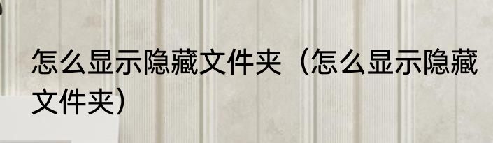 怎么显示隐藏文件夹（怎么显示隐藏文件夹）