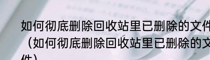 如何彻底删除回收站里已删除的文件（如何彻底删除回收站里已删除的文件）