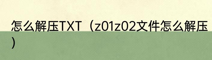怎么解压TXT（z01z02文件怎么解压）