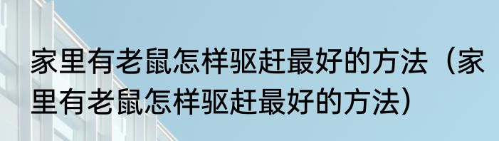 家里有老鼠怎样驱赶最好的方法（家里有老鼠怎样驱赶最好的方法）