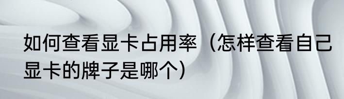 如何查看显卡占用率（怎样查看自己显卡的牌子是哪个）