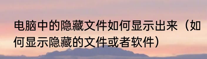 电脑中的隐藏文件如何显示出来（如何显示隐藏的文件或者软件）