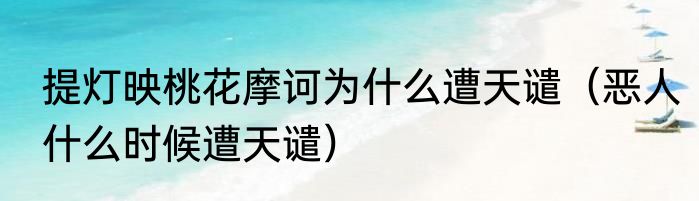 提灯映桃花摩诃为什么遭天谴（恶人什么时候遭天谴）
