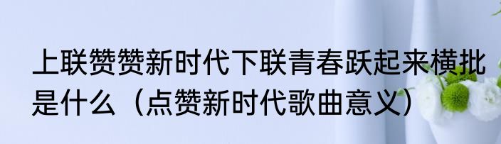 上联赞赞新时代下联青春跃起来横批是什么（点赞新时代歌曲意义）