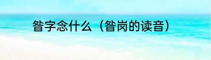 昝字念什么（昝岗的读音）