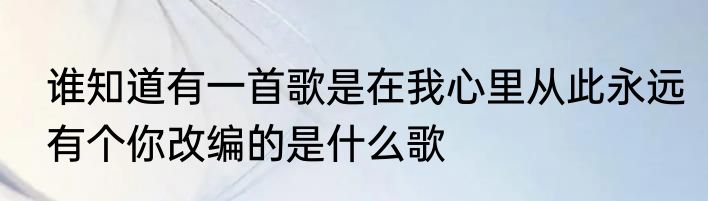 谁知道有一首歌是在我心里从此永远有个你改编的是什么歌