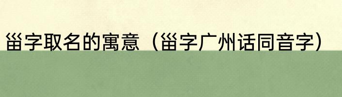 甾字取名的寓意（甾字广州话同音字）