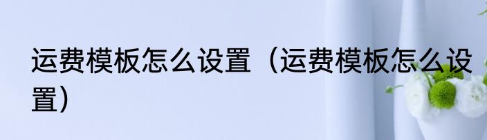 运费模板怎么设置（运费模板怎么设置）