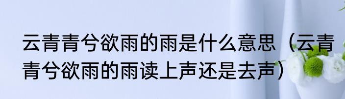 云青青兮欲雨的雨是什么意思（云青青兮欲雨的雨读上声还是去声）