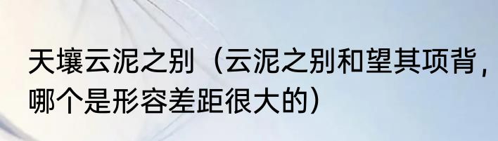 天壤云泥之别（云泥之别和望其项背，哪个是形容差距很大的）