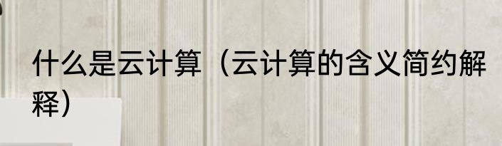 什么是云计算（云计算的含义简约解释）