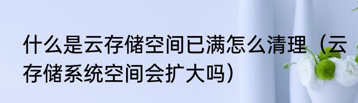 什么是云存储空间已满怎么清理（云存储系统空间会扩大吗）
